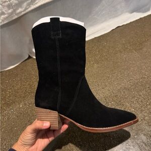 NEW Madewell Black Suede Western Boot